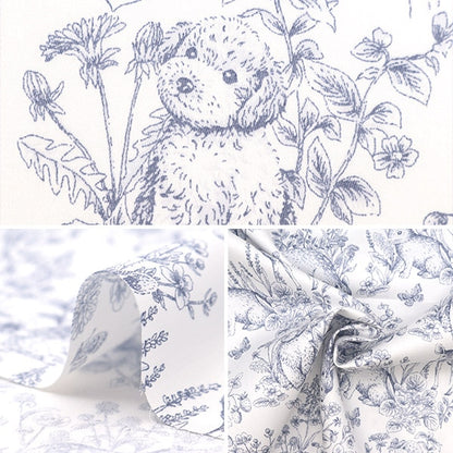 [From quantity 5] Fabric "Cotton Satin Nerori Rose Garden Navy NRF-01NV"