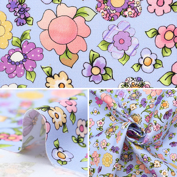 [From quantity 5] Fabric "USA Cotton Loralai Design Flowery Pattern Blue 692-573"