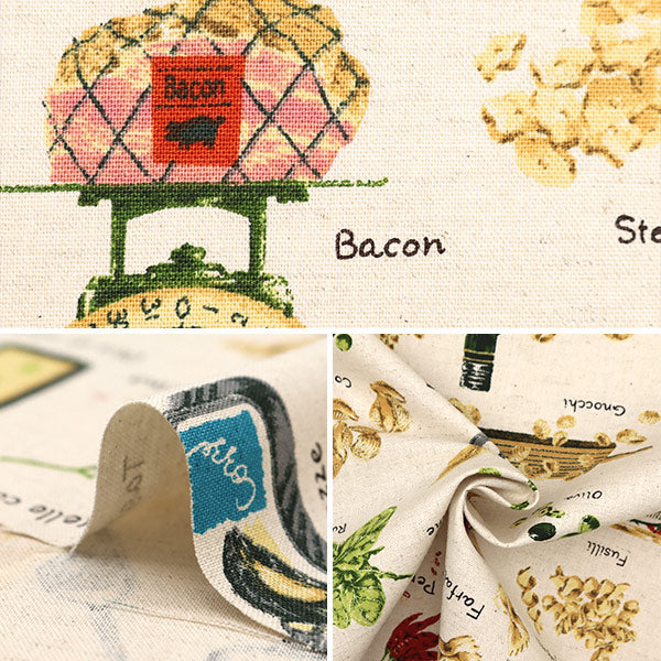 [From quantity 5] Fabric "Cotton hemp canvas pasta pattern pattern kts6967-A" COTTON KOBAYASHI