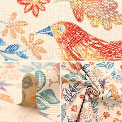 [From quantity 5] Fabric "Twill print birds with butcho orange KTS6953-A" COTTON KOBAYASHI