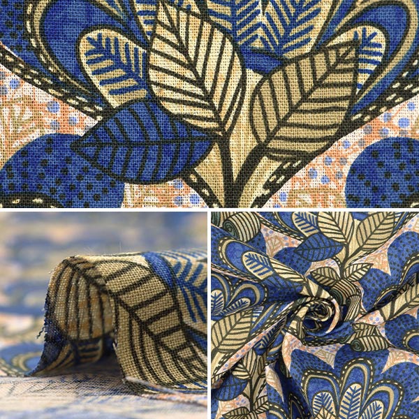 [From quantity 5] Fabric "Cotton hemp canvas Langinin Gin Gin Gimarla Blue RNGF-03BL"