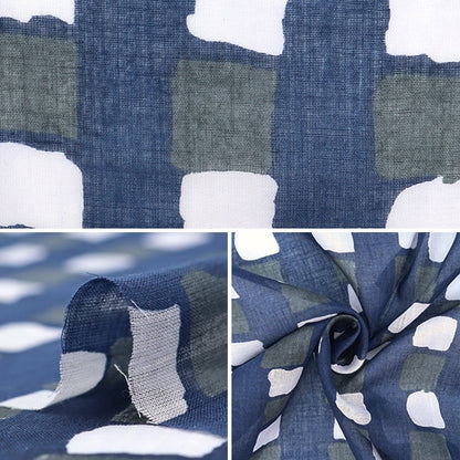 [From quantity 5] Fabric "Indoor print lattice pattern navy RAM-BOI-R33"