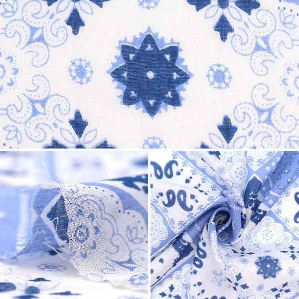 [From quantity 5] Fabric "Indo Boyle Print QuiltingPattern Blue RAM-BOI-3AS]