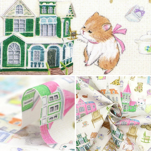[From quantity 5] Fabric "60 Loan Digital Print 22fabric Nana Color Doll House Off White DP-4430-4A"