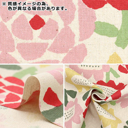 [From quantity 5] Fabric "Cotton hemp canvas Gemutrich Kite flower pattern pink FF10457-C"