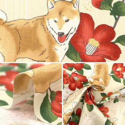 [From quantity 5] Fabric 『Sheeting Hyakusa Ryoran Flower as a dog 12a Ban color HR3430-12A]