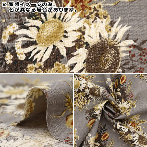 [From quantity 5] Fabric "Cotton linenSheeting Floral pattern Yellow Green NCLS-ROSU-YGR] KOKKA