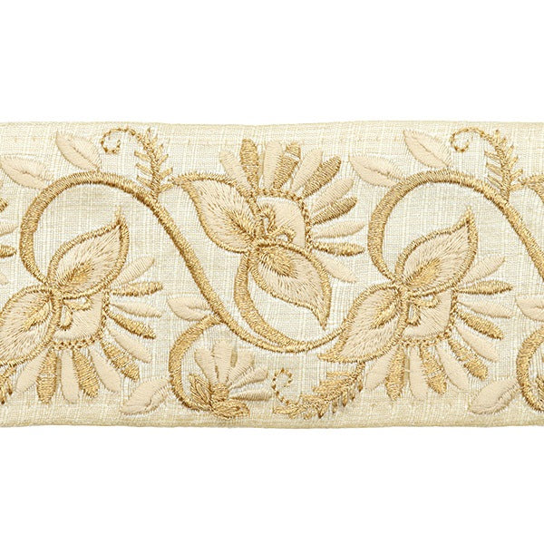 [From quantity 5] HandicraftTrim 『2022 Indian embroidery trim Beige x beige 44553A "