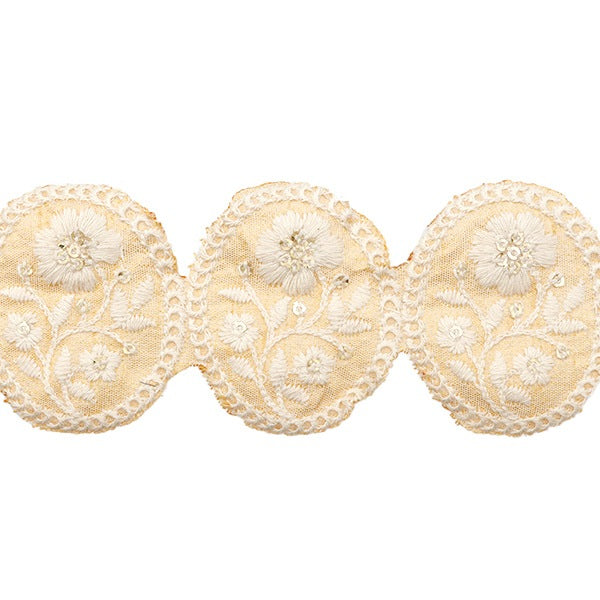 [From quantity 5] HandicraftTrim 『2022 Indian embroidery trim Beige x beige 136D]