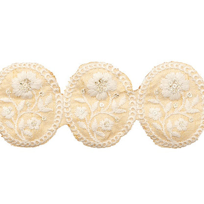 [From quantity 5] HandicraftTrim 『2022 Indian embroidery trim Beige x beige 136D]