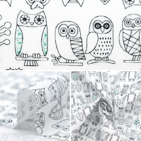 [From quantity 5] Fabric 『Sheeting Owl White NO-OWL-A]