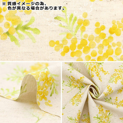 [From quantity 5] Fabric "Cotton linenSheeting MIMOZA Bouquet pattern b yka-19040-1B] KOKKA