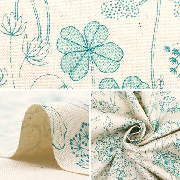 [From quantity 5] Fabric 『Oxford Plant pattern natural green OXCDPL-NAGR "