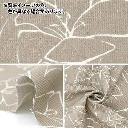 [来自数量5] 织物 “ 21W灯芯绒软工厂线绘制花朵图案海军cor21p-lf-nv”