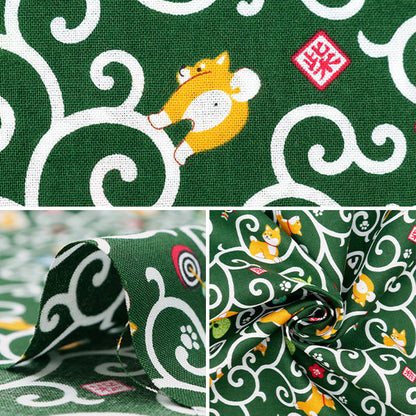 [From quantity 5] Fabric 『Scare Print Green SQ35404-2A from Shibo