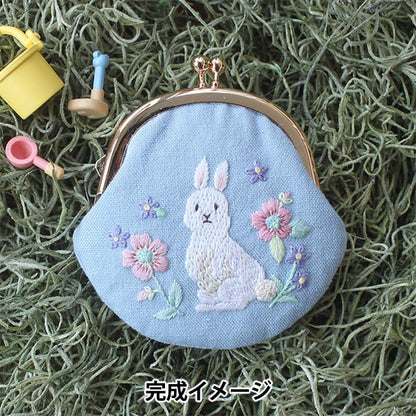 Embroidery kit "chicchi's animal embroidery kit Gamaguchi Rabbit with wild flowers PHC-120-1] PIECE Peace