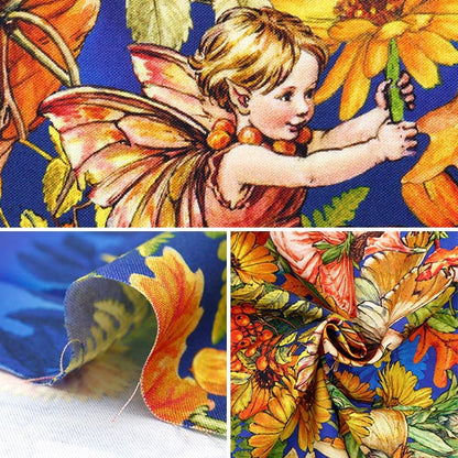[From quantity 5] Fabric "USA Cotton Flower Fairies Border Pattern DDC1527-Blueb"