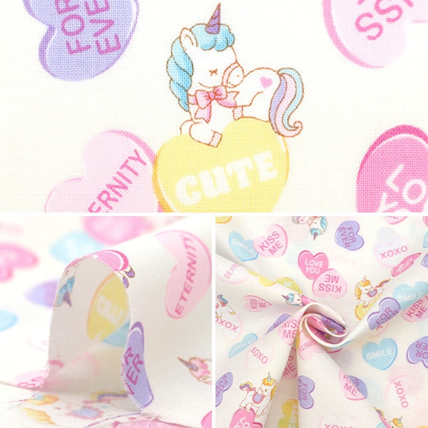 [From quantity 5] Fabric 『Scare Print Vanilla Pop Heart Off White SQ41402-2A]