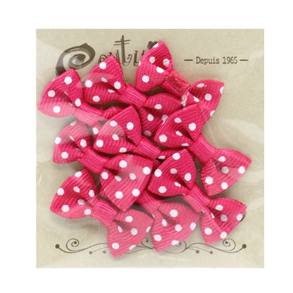 Handicraft parts "MiniRibbonPart Gloglan Dark Pink x White Dot YRP-8] Terai