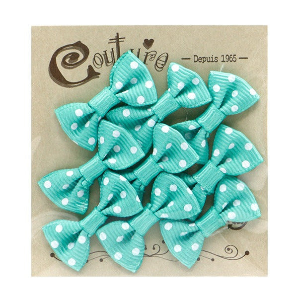 Handicraft parts "MiniRibbonPart Gloglan Green x White Dot YRP-12 "Terai