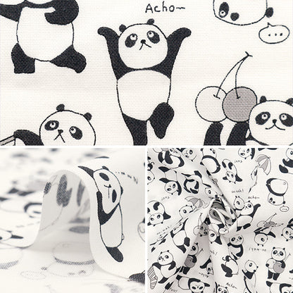 [From quantity 5] Fabric 『Sheeting Colorful canvas panda pattern White Cocan-Pand-WH] KOKKA