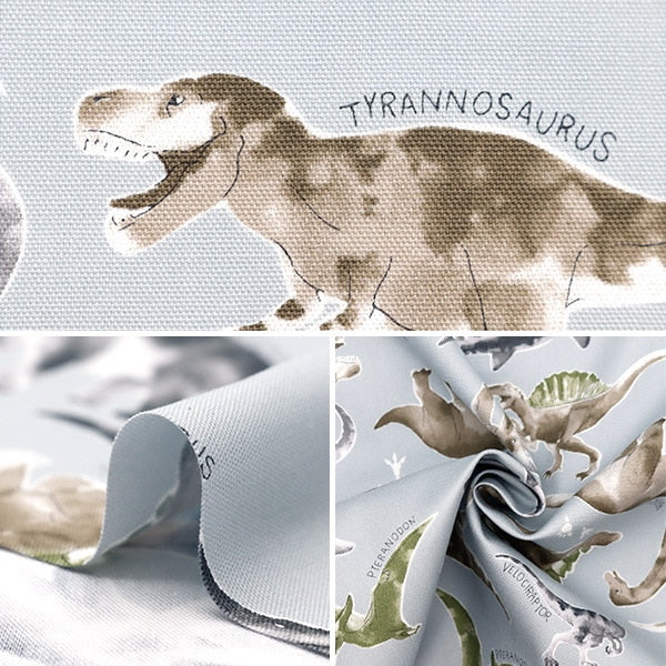 [From quantity 5] Fabric 『Oxford Colorful Canvas Dinosaur Water Color Picture Gray Cocan-Din-Gy] KOKKA