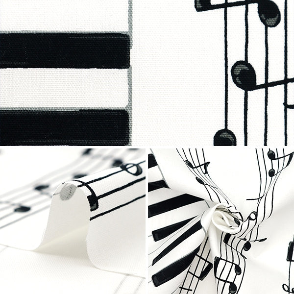 [From quantity 5] Fabric 『Oxford Keyboard pattern White AP35808-A]