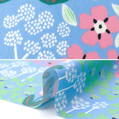 [From quantity 5] Fabric "Kippis (Kippis) OxfordLaminated wild flower sax blue KPOR-34D]