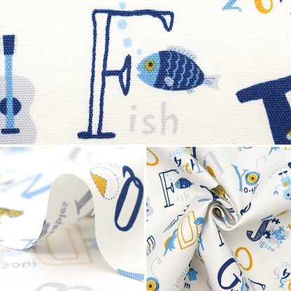 [From quantity 5] Fabric "Super water -repellent processing Oxford Alphabet Pattern White YG-69000-2A] KOKKA