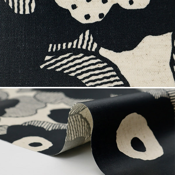 [From quantity 5] Fabric "Cotton hemp canvas laminated Poppy Black R-UP5524-B" COTTON KOBAYASHI