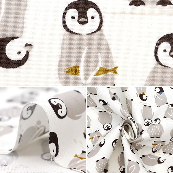 [From quantity 5] Fabric 『Sheeting Colorful Canvas Penguin White COCAN-PEN-WH] KOKKA