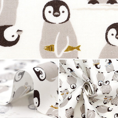 [From quantity 5] Fabric 『Sheeting Colorful Canvas Penguin White COCAN-PEN-WH] KOKKA