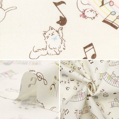 [From quantity 5] Fabric 『Scare Print Print Nekopiano Off White SP2400-4A]