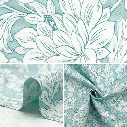 [From quantity 5] Fabric 『Oxford Oriental Flower Blue Green NOX-ORFL-A]