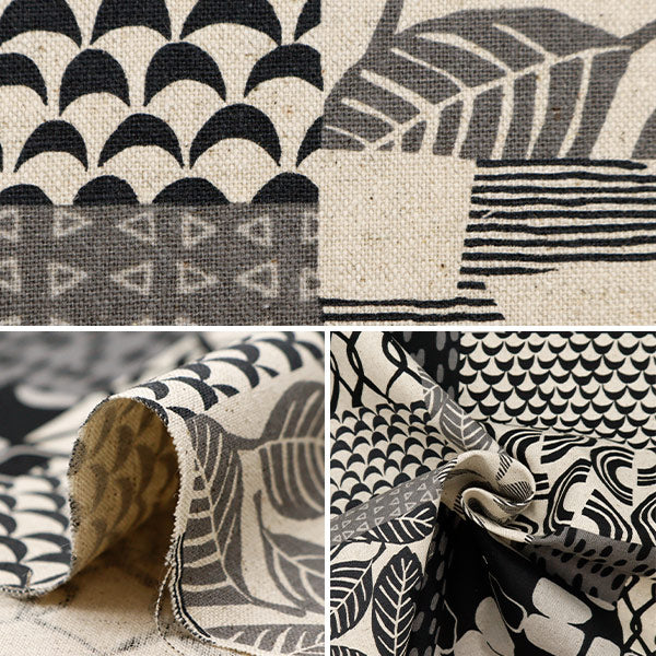 [From quantity 5] Fabric "NOVA Cotton hee canvas ethnic styleQuiltingPattern black NCLC-ETH-BK] KOKKA