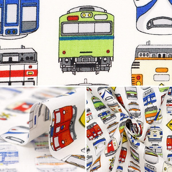 [From quantity 5] Fabric 『Scare Print Print train White SP2411-12A]