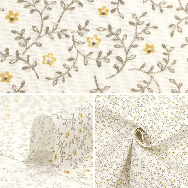 [From quantity 5] Fabric 『Sheeting Little Leaf & Flower Beige NO-LLEFL-A]