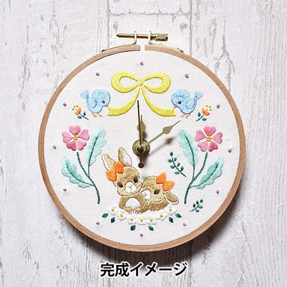 Embroidery kit "Spikapika Clock Rabbit Sisters and Blue Birds"