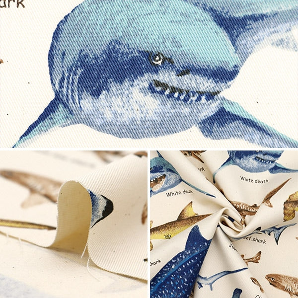 [From quantity 5] Fabric "Twill Print Shark generation KTS7019-A" COTTON KOBAYASHI