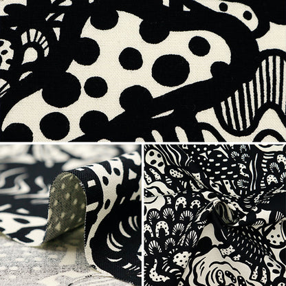 [From quantity 5] Fabric "Ukako Fool No. 10 Canvas Mushroom Black Up5925-A" COTTON KOBAYASHI