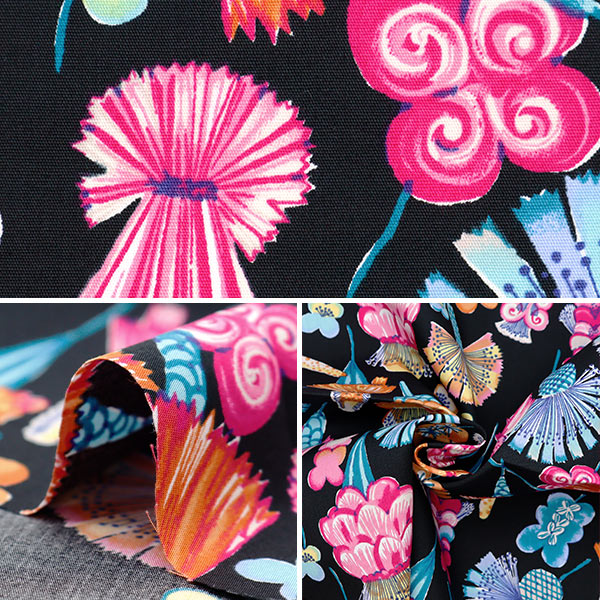 [From quantity 5] Fabric "Ueno Richiblod Geranium Black UNRF-03-BK"