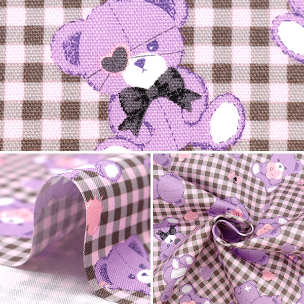 [From quantity 5] Fabric 『Oxford Classical Modern Disease Kuma Violet Pink CMOF-73-VP]