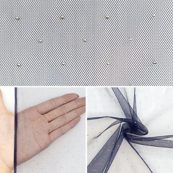 [From quantity 5] Fabric "Milky Wake Turu Rame Dot Navy KT2410TC-08"