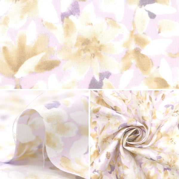 [From quantity 5] Fabric "60 loan soft texture processing paint flower lilac 60LA-PAFL-LI"