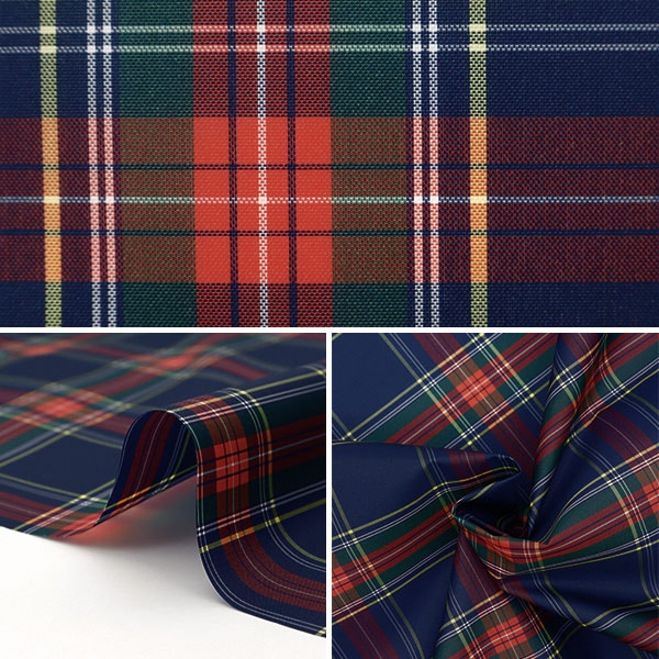 [From quantity 5] Fabric "Nyro Tan Coating Navy x Red 3328-11"