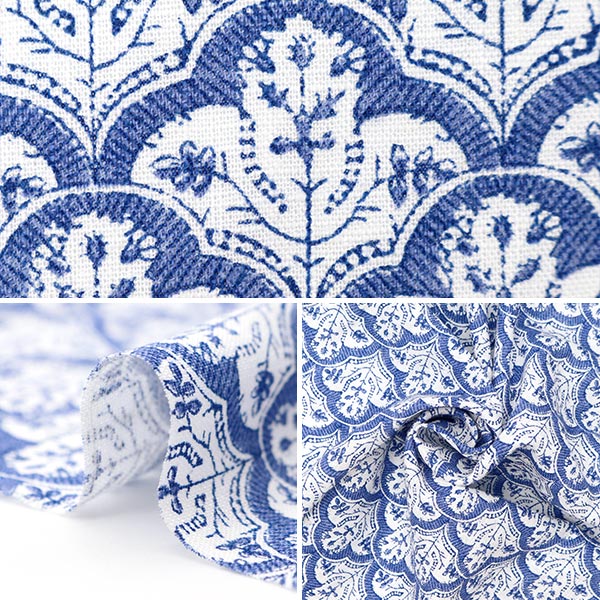 [From quantity 5] Fabric "Toromi Lineprint Hand Block-style Tile Pattern Blue LIRYP-HAT-BL"