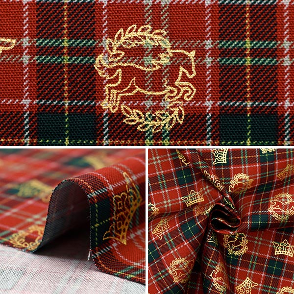 [From quantity 5] Fabric 『Oxford Colorful Canvas Tartan Check Red Cocan-CHE-RE] KOKKA