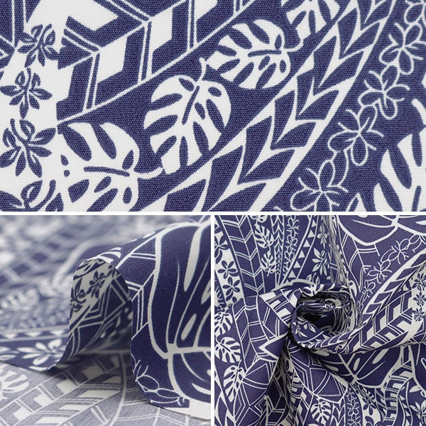 [From quantity 5] Fabric "T/C Hawaii Amon Lint Monster Navy 205042-11"