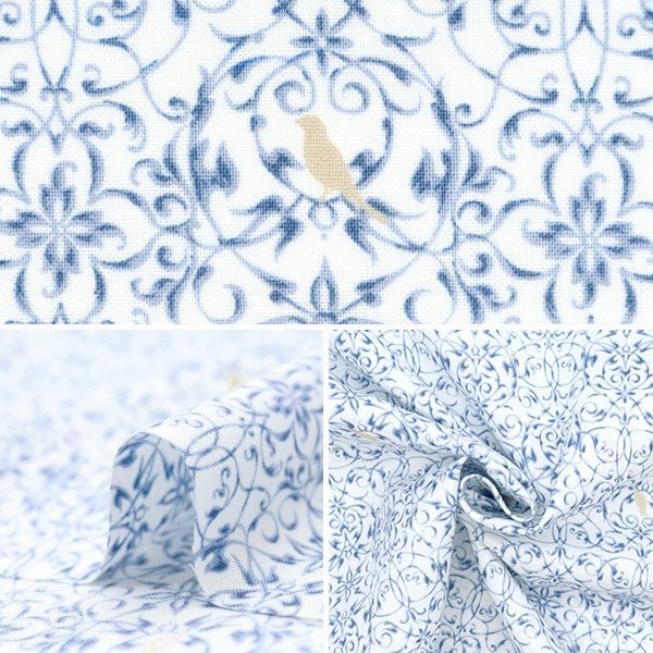 [From quantity 5] Fabric 『Scare Print Victorian Garden White SP3500-2A]