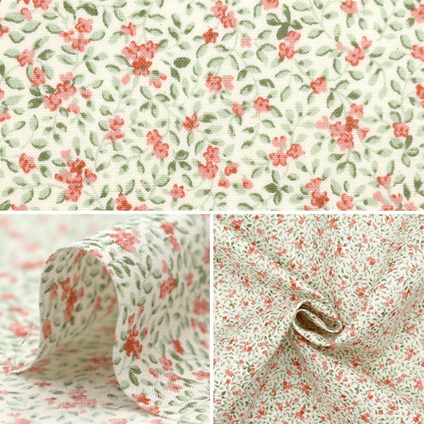 [From quantity 5] Fabric 『Scare Print Provence Garden Kobana Natural x Appricot 850437-1-1]